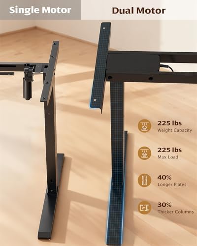 TOPSKY Dual Motor Standing Desk Frame, 225 lbs Capacity, Black