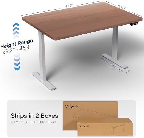 VIVO Dark Walnut 48 x 30 in Standing Desk, DESK-KIT-1G5D