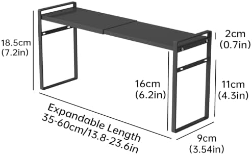 Extendable Narrow Tall Storage Shelf for Windowsill & Kitchen, Black