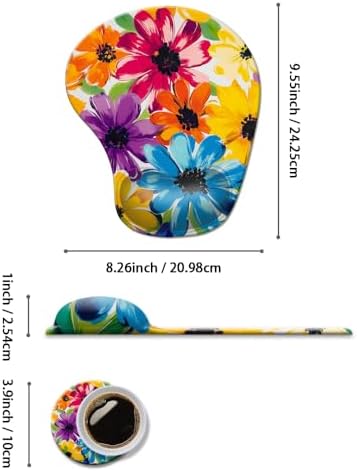 Ergonomic Mouse Pad with Wrist Rest,Comfortable Computer Gel Mouse Pad Wrist Support for Laptop,Pain Relief Mousepad with Non-Slip PU Base Pretty Floral