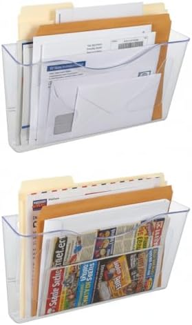 Azar Displays 250080-CLR-2PK Single Pocket Wall Mount File Holder, Clear Acrylic Vertical File Organizer for Office, Home, and School, Clear (2-Pack)