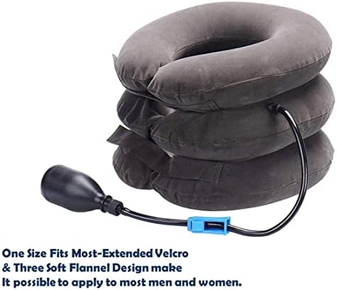 Inflatable Cervical Neck Traction Air Inflatable Pillow Neck Head Stretcher Pain Relief Collar (for Adults, Grey)