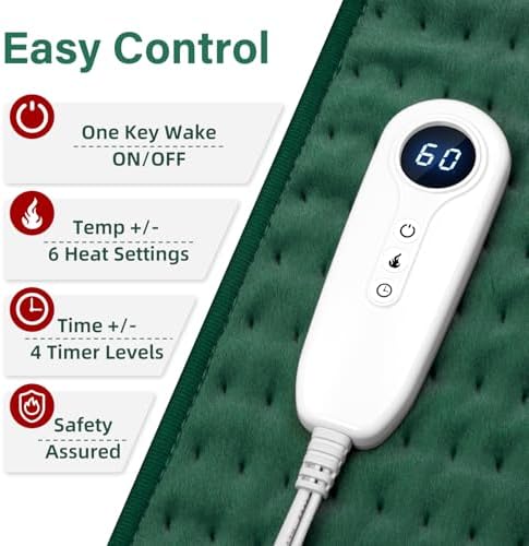 XXXL Heating Pad for Back Pain Relief & Period Cramps, Extra Large Electric Heating Pads for Women Legs Knee Feet Neck & Shoulders, 17”x33” Oversized Heat Pad with Timer, Gifts for Women Mom Men Dad