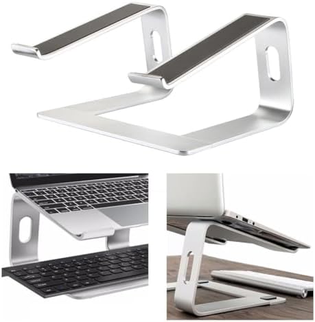 jojofuny Aluminum Laptop Cooling Stand Ventilated Riser for Home Office Use Lightweight Portable Design with Non-Slip Pads Compatible with Laptops