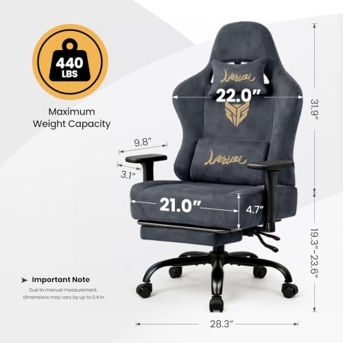 Video Gaming Chair for Adults with Footrest, Ergonomic Computer Chair, Gray
