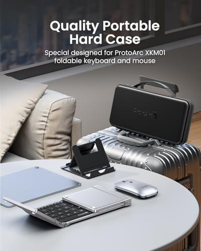 ProtoArc XKM01 Full-Size Foldable Keyboard Mouse for Travel - Black Silver