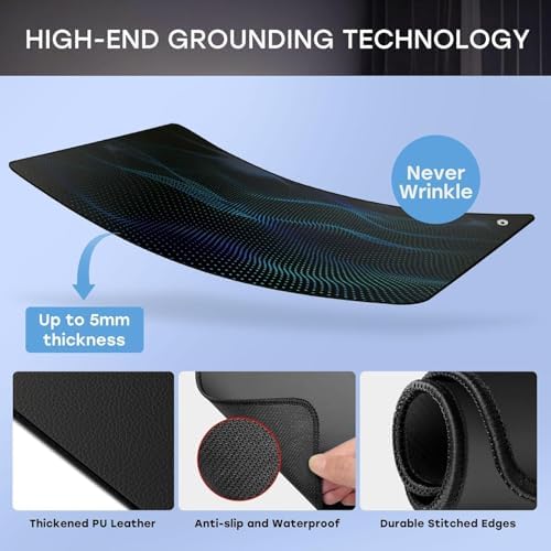 Large Size Grounding Mat, Grounding Pad for Stress, Pain, Inflammation& Wellness Support, Yoga Mat at Home,Office. Extra Conductive Test Pen Included.(26.8x18inch)