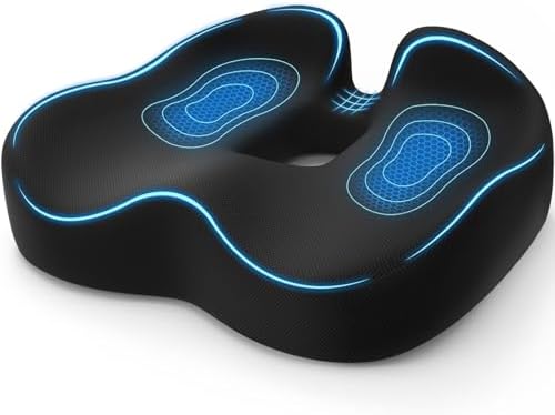 TushGuard 4-Zone Ergonomic Seat Cushion with Coccyx Cutout, Black