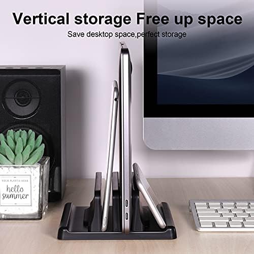 EAXBUX 4 in 1 Vertical Laptop Stand Holder,Adjustable ABS Plastic Desktop Notebook Dock,Vertical Laptop Stand Space-Saving for All MacBook/Surface/Samsung/HP/Dell/Chrome Book