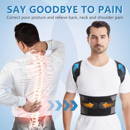 Back Brace Posture Corrector for Women & Men, Shoulder Straightener， Improve Posture Lumbar， Adjustable Full Back Support， Hunchback Correction, Upper and Lower Back Pain Relief, Scoliosis, Spine Corrector (Large)