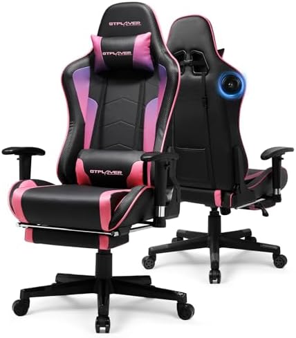 GTPLAYER Gaming Chair,Gamer Chair with Bluetooth and Adjustable Backrest,Seat Height Adjustable Computer Chairs with 3D Armrests,Video Game Chair with Footrest Speakers (Colourful)