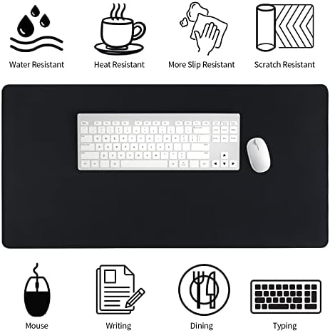 Bloss Leather Desk Pad, Non-Slip Desk Mat, Waterproof Large Mouse Pad, Mouse Mat, Computer Mat for Desk Easy Clean for Office/Home(Black, 35.4" x 15.7")