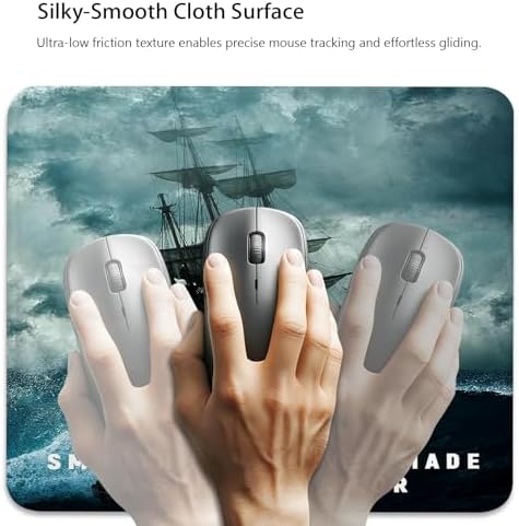 Inspirational Quote Mouse Pad, Sailing Ship Rough Ocean Desk Mat