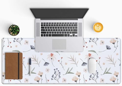 Flowers Extended Big Mouse Pad Large,XL Gaming Mouse Pad Desk Pad,31.5x11.8inch Long Computer Keyboard Mouse Mat Mousepad with 3mm Non-Slip Base and Stitched Edge for Home Office Work