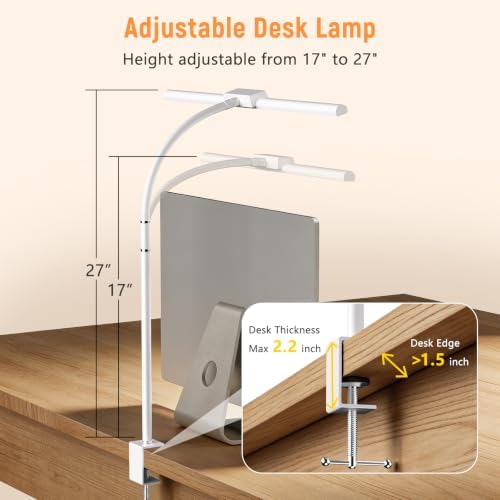 LED Desk Lamp for Home Office, Flexible Gooseneck Desk Lamp with Clamp