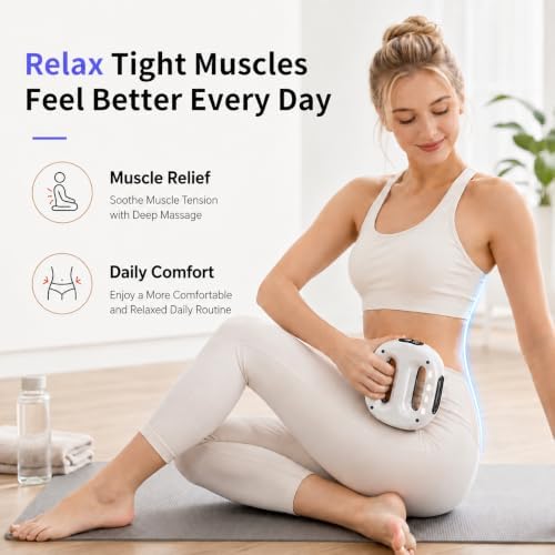 Fascia Ring Massager, Hands Free Full Body Vibration Device with Adjustable Strap, 3 Modes & 5 Intensity Levels for Belly, Shoulders, Waist & Legs