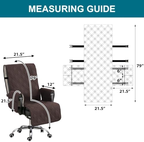Turquoize Waterproof Office Chair Cover with Armrest Covers Computer Desk Chair Cover Office Chair Protector with Arms Office Chair Seat Cover Slipcover with Anti-Slip Buckle for Home Office,Chocolate
