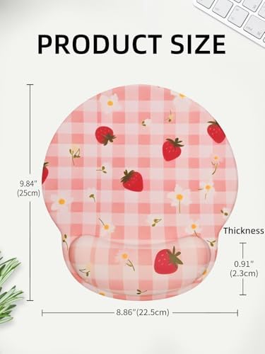 Lily Floral Mouse Pad Wrist Support Wrist Rest, Flower Ergonomic Mouse Pad with Non-Slip Base for Office Gaming Working Computers,Desk Accessories Pain Relief Mouse Mat, Plaid