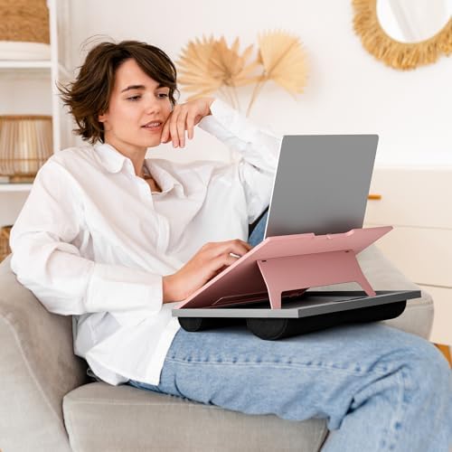 HUANUO Lap Desk with 8 Adjustable Angles – Up to 15.6" Laptop, Pink