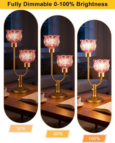 Lightdot Mid Century Modern Table Lamp Vintage Flower Lamp Gift Dimmable