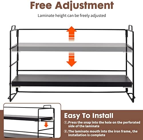 ShellKingdom Desk Shelf Organizer, 3 Tier Desktop Shelves, Adjustable Bookshelf Storage Rack and Office Cubicle Decor for Tabletop, School, Office, Dorm Organization (Black)