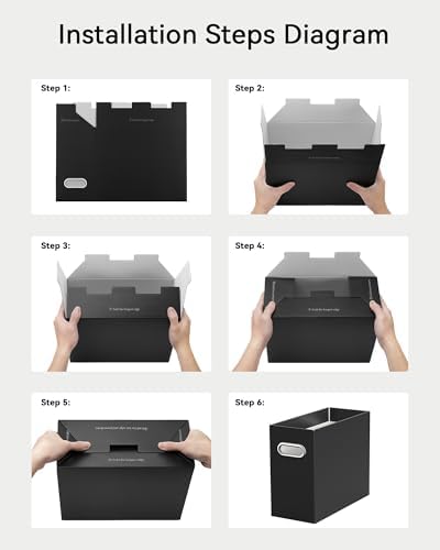 Oterri Portable Collapsible Cardboard File Box with Handle for Letter-Size