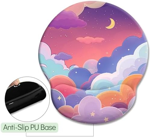 LIMKRIAN Purple Cloud Mouse Pad with Wrist Rest, Cute Small Mouse Pad