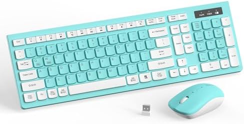 Wireless Keyboard and Mouse Combo Silent for Office and Home(Turquoise)