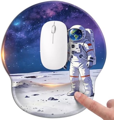 Mouse pad with Wrist Rest,Relieving Pain Memory Foam Computer pad, Ergonomic Desktop Mouse, Silicone Material Mouse pad, with Non-Slip PU Base (Space)