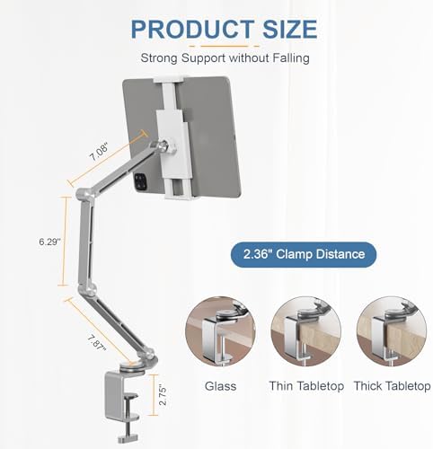 Houele Tablet Stand Holder for Desk iPad Stand Desk Mount, Silver