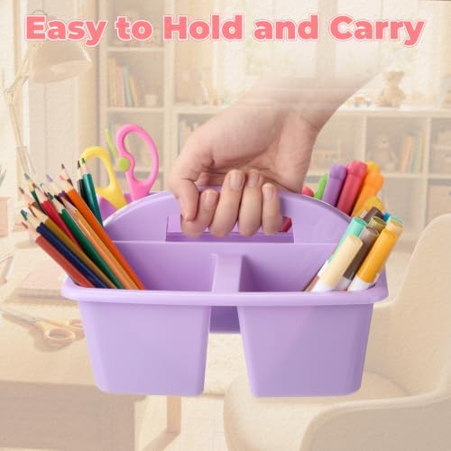 Kathfly 12 Pack Classroom Caddy Organizer with Handle Bulk, Purple Pink