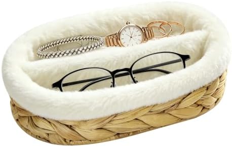 Water Hyacinth Jewelry Trinket Tray,Glasses Organzier Nightstand Decor