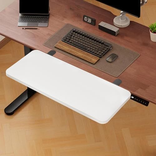 Generic Desk Extender Tray Armrest Keyboard Foldable Clamp on Desk Extension Computer Table Organizer Shelf Wrist Support Wood and Metal Suitable for, White