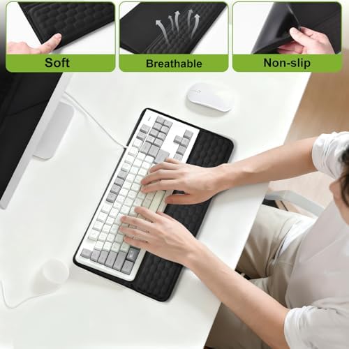 Wrist Rest with Keyboard Stand, Ergonomic Keyboard Riser Holder with Memory Foam Wrist Support Pad, Desk Cushion Easy Typing for Home Office Laptop Computer Gaming, Black