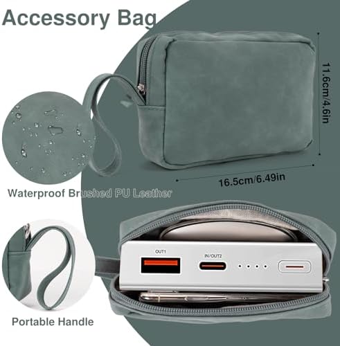 Allinside 13-14 Inch Laptop Sleeve Case for MacBook Pro 14" 2021-2026/MacBook Air 13" 2010-2017/MacBook Pro 13" 2010-2015, Waterproof Matte PU Leather Sleeve with Stand & Accessory Pouch, Dark Green