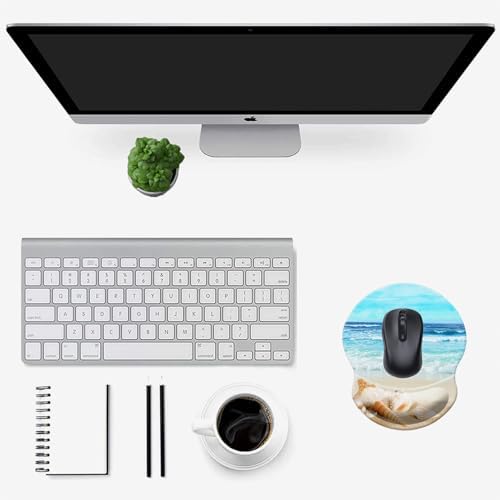 Mouse Pad with Wrist Support, Non Slip Mousepad Wrist Rest for Office, Computer, Laptop & Mac-Comfortable & Lightweight Ergonomic Support Mouse Mat(DL-Beach)