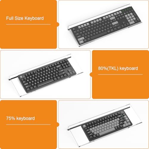 Beego Ergonomic Computer Keyboard Stand - Clear Acrylic Keyboard Riser Tilted Keyboard Holder Keyboard Tray with Black Non-Slip Strip for Easy Typing at Home School Office Desk Accessories