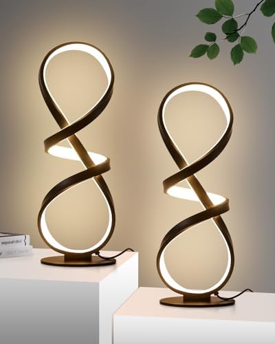 Set of 2 Cool LED Table Lamps, Modern Spiral Touch Desk Light