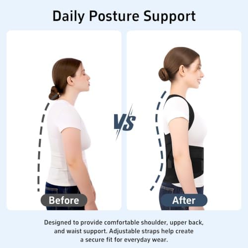Posture Corrector for Women and Men Shoulder Back Brace (Black, Medium)