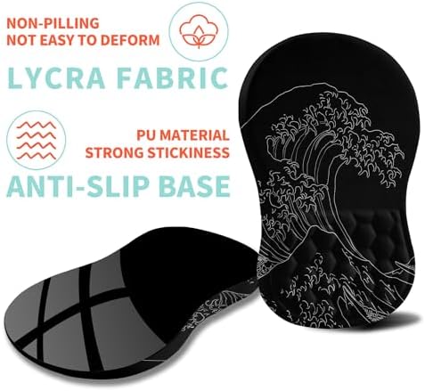 Ergonomic Mouse Pad Wrist Support with Memory Foam Massage Bulge, Carpal Tunnel Pain Relief Mousepad Wrist Rest for Mouse(12x8 inch,Sea Wave)