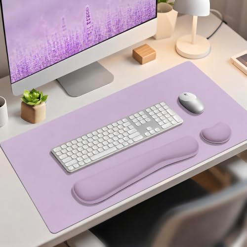 Mouse Pad and Keyboard Wrist Rest (31.5×15.7 Inches, Lavender)