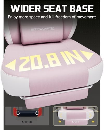 GTPLAYER Big & Tall Gaming Chair, Wide Seat with Footrest, Pink