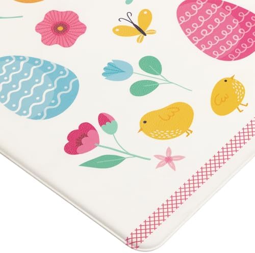 Northlight 29" Pastel Eggs and Chicks Happy Easter Kitchen Comfort Mat