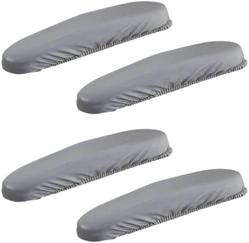 Office Chair Arm Covers Leather Office Removable Armrest Covering Stretch Water Resistant Chair Seat Hand Rest Protector for Computer Desk Chairs 2 Pair Light Gray
