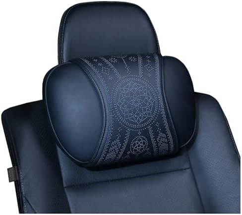 Neck Support Pillow Set for Car & Office Chair - Prosperity & Luck Dreamcatcher - Orthopedic Lumbar & Cervical Pillow for Pain Relief &Posture Correction (Neck Pillows (Black))