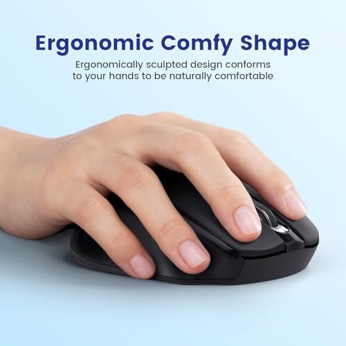 HOTWEEMS Wireless Mouse, D-09 Computer Mouse USB Cordless Mice for Laptop, Ergo Grips, Lightspeed 5-Level 2400 DPI, 16 Months Battery, Portable for PC Mac Chromebook (2Pack)