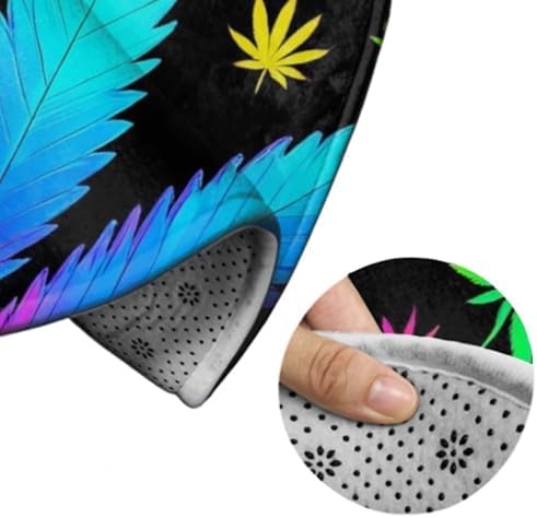 Large Home Decor Mat, Soft Round Yoga Carpet, Non Slip Machine Washable Home Office Circle Rug Cool Trippy Weed Neon Tie Dye