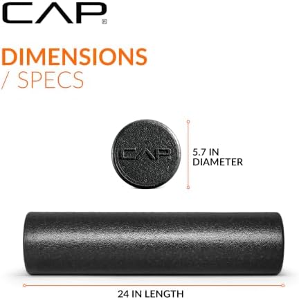 CAP 24-Inch Firm High-Density Foam Roller, Exercise & Recovery Massage, Black