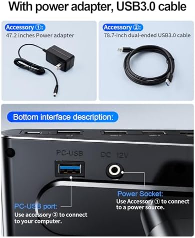Computer Monitor Stand Riser for Desk with Usb Hub Charging,30W/5Gbps Usb C Docking Station with Power,4.4-5.7''Freely Height Adjustable with Phone Stand,Monitor Stands Riser for PC,Laptop,Printer,TV