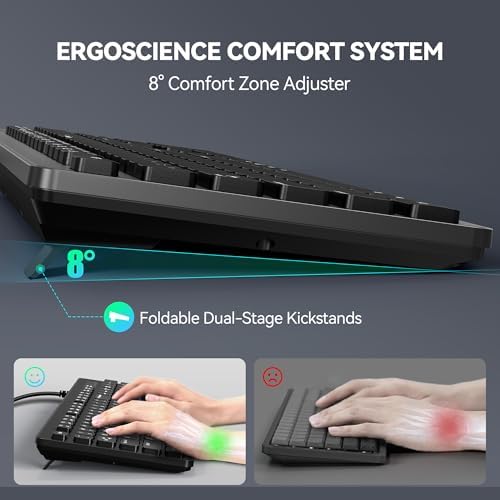 TECKNET Wired Keyboard, Silent Typing, Full-Size Layout, Black